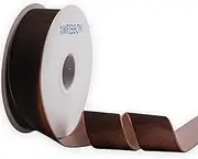 XMRIBBON Coffee Velvet Ribbon Single Sided, 1 1/2 Inch by 10 Yards Spool