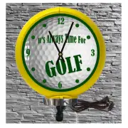 Its Time For Golf Lighted Wall Mnt Yellow Gas Pump Globe Advertising Wall Clock