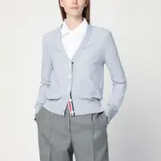 [Thom Browne] Light Grey Cardigan In Cotton And Silk 42 IT Grey