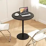 Round Dining Table Office Table Pedestal Table Round Small Coffee Table Negotiation Side Table for Cocktail Bar Pub Bistro Living Room Bedroom, Easy Assembly(60x72cm)