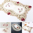 Oval/Rectangle Embroidered Lace Floral Dining Table Placemat Home Decoration Hot