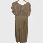 NWT Mac Duggal Hand Embellished Beaded Floral Mocha Mid Length Dress Size 6