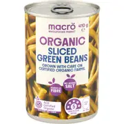 Macro Organic Sliced Green Beans 410g