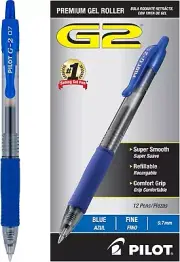 Pilot 31021 G2-7 Retractable Gel Rollerball, Fine, Blue, Dozen/Box