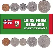5 Coins from Bermuda | Bermudian Coin Set Collection 1 5 10 25 50 Cents | Circulated 1970-1985 | Bermuda Lily | Wild Boar | Queen Angelfish | White-Tailed Tropicbird