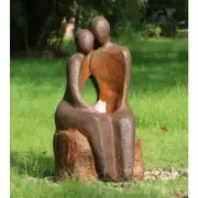 Rust Garden Couple Water Fountain Lovers LED Light Indoor Outdoor Garden Feature