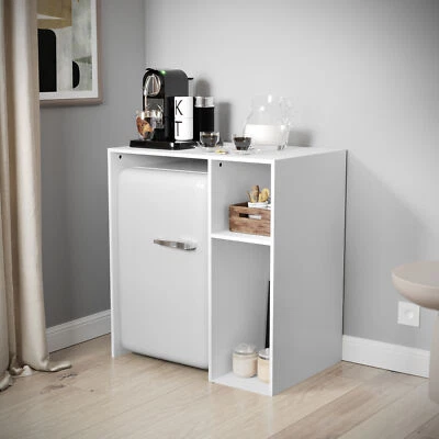 Freesia Mini Fridge Overshelf with Dual Side Cubbies in White