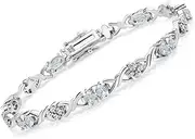 [Gem Stone King] Infinity Link Gemstone Birthstone Tennis Bracelet for Women | 925 Sterling Silver | Oval 6X4MM | 7 Inch with Secure Clasp | Fine Jewelry for Her Mom Wife Anniversary, 7 inch, Sterling