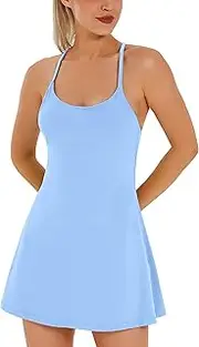 [Ewedoos] Womens Tennis Dress, Workout Dress with Built-in Bra & Shorts Pockets Exercise Dress for Golf Athletic Dresses for Women