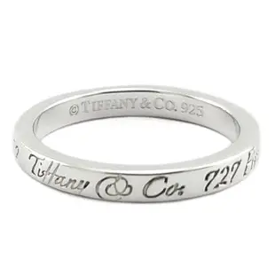 【Tiffany&Co. 蒂芙尼】925純銀-紐約第五大道刻字細版戒指(展示品)