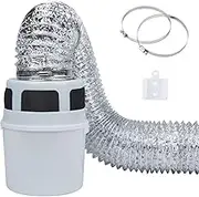 VIWINVELA 3 IN 1 Indoor Dryer Vent Kit Filter Bucket for Electric Dryer with 4-Inch by 8-Feet Proflex Duct (Silver)