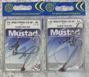 2 Packs Mustad Fluke Tail Rigs Snells Hooks 1/0 40LB