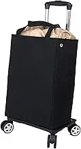 kokiya Foldable Shopping Cart Transport Trolley Lightweight Utility Cart Grocery Trolley Bag for Daily Transportation Home Use, Black