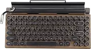 Retro Typewriter Keyboard with Notebook and Phone Holder, Wireless Bluetooth Keyboard with Round Keycap, Adjustable Light and Brightness, 83 Keys Retro Mechanical Keyboard