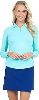 [IBKUL] Athleisure Wear Sun Protective UPF 50+ Icefil Cooling Tech Adjustable Length Long Sleeve Polo with Under Arm Mesh 48000