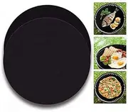 EZONEDEAL Round BBQ Grill Mat | Heavy Duty 100% Non Stick Grilling Mats Barbeque for Oven Microwave Grill Barbecue - 24cm BBQ Frying Pan Mat,Heat Resistant Liner Sheet for Kitchen BBQ Baking (10 PCS)