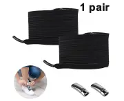 1pair No Tie Elastic Shoelaces-With Magnetic Shoe Laces Lock-One Size - Black