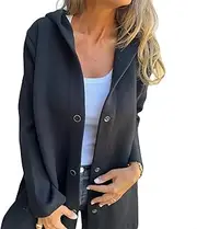 [Generic] Cedar and Ash Single Breasted Hooded Jacket, Long Sleeve Solid Color Trench Coat with Pockets