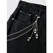 Mens Silver Multi Skull Jean Chain