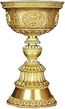 Exquisitely Carved and -Inlaid Copper Candle Cups, Butter Floating Sacred Candlesticks(L-23.5 CM)