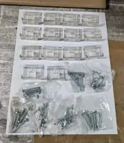 (19) VINTAGE PLASTIC SHELF SUPPORT BRACKETS W/ (43) SCREWS