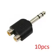 10pcs 6.35mm 1/4 Inch Stereo Male Plug to 2RCA Female Audio Y Adapter Converter