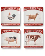Certified International Vintage Farm Set of 4 Dinner Plates