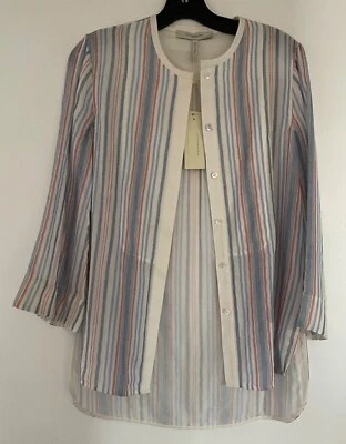 NWT BCBG Maxazria Runway "Vivianne" Top French Blue Multi $298 XS