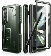 [Dexnor] for Samsung Galaxy Z Fold 4 5G Case, Full-Body Dual Layer Rugged Case with Built-in Screen Protector & Kickstand & S Pen Slot - Green
