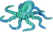 SAMIQU 3D Printed Octopus,Articulated Lifelike Collectible Figurine,Perfect for Home Office Décor & Gift （10.5"） (Green)
