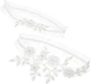 [VALICLUD] 1Pair Bridal Pearl Lace Garter Elegant Elastic Leg Ring for Women Comfortable Non Slip Design for Wedding Prom Party Accessories White