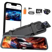Mirror Dash Camera for Car Dual Dashcam 4K Front 1080P IMX307 Rear View w/ADAS