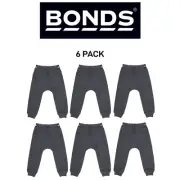 Bonds Kids Fleece Logo Trackie Pants Tie Cord at Waist Drawstring 6 Pack KWLEK