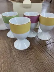 Potttery Barn Color Rim Egg Cups Set Of 4
