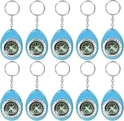 uxcell Keychain Compass [10PCS] - Survival Pocket Mini Compass Bulk with Key Ring for Hiking & Camping - [Blue] Outdoor Activities Accessory