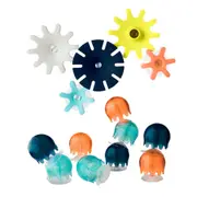 2x Boon Cogs Water Spinning Gears/Jellies Suction Bath Toys Baby/Toddler 12m+