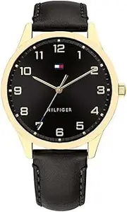 [Tommy Hilfiger] Essentials Black Leather Black Dial Men's Watch