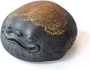 Slowtee Pottery/Ceramic Golden Toad Kung Fu Tea Pet Flat Shape, Thirsty Magical Toad Lucky Tea Table Pet Accessories for Tea Tray Decoration, 2.75 X 3.15 X 1.77 Inches (Golden)