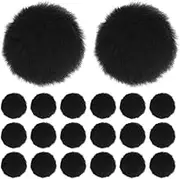 uxcell 20-Pack Faux Fur Pom Poms, 1.2 Inch/ 2 cm Soft Fluffy Pompoms Balls Faux Rabbit Fur with Elastic Loop for Hats/Bags/Keychains/Knitting Accessories/DIY Crafts [Black]