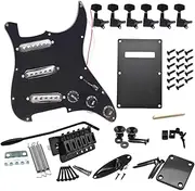 Generic DIY Electric Guitar Hardware Kit with Pickguard And Tuning Pegs for Concert Setup, black A