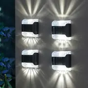 4 Pcs LED Solar Wall Lights Solar Porch Light Up and Down LED Wall Light for Backyard