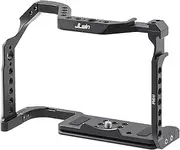 Protective Camera Cage Al num Alloy with Quick Release Plate Cold Shoe Mounts Numerous 1/4in-20 and 3/8in-16 Threaded Holes Compat with EOS R6II Camera Black One Size