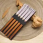 Sticks Pairs Bamboo 5 Chopsticks Sushi Chop Slip Lattice Reusable Anti