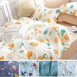在飛比找遠傳friDay購物優惠-【eyah宜雅】台灣製200織紗天然純棉雙人床包枕套3件組-