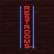 NEW "RESTROOMS" w/BORDER VERTICAL 30x12x1 INCH LED FLEX WINDOW INDOOR SIGN 31617
