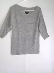 White House Black Market Women's Sweater Size S Small Silver Tiered Bling Wool