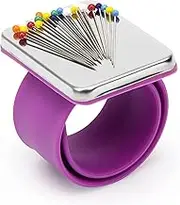 Magnetic Wrist Sewing, Portable Arm Pin Cushion Magnetic Pincushion with Wristband for Sewing Collection (Purple)