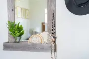 Rustic Farmhouse Decorative Wood Framed 16" x 20" Mirror with Shelf