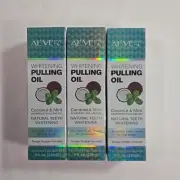 3 Aliver Whitening Pulling Oil Coconut & Mint ~ All Natural 8 fl oz Exp 1/27. /c
