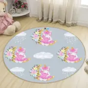 3D Pink Unicorn Moon NAO4317 Game Rug Mat Elegant Photo Carpet Mat Fay